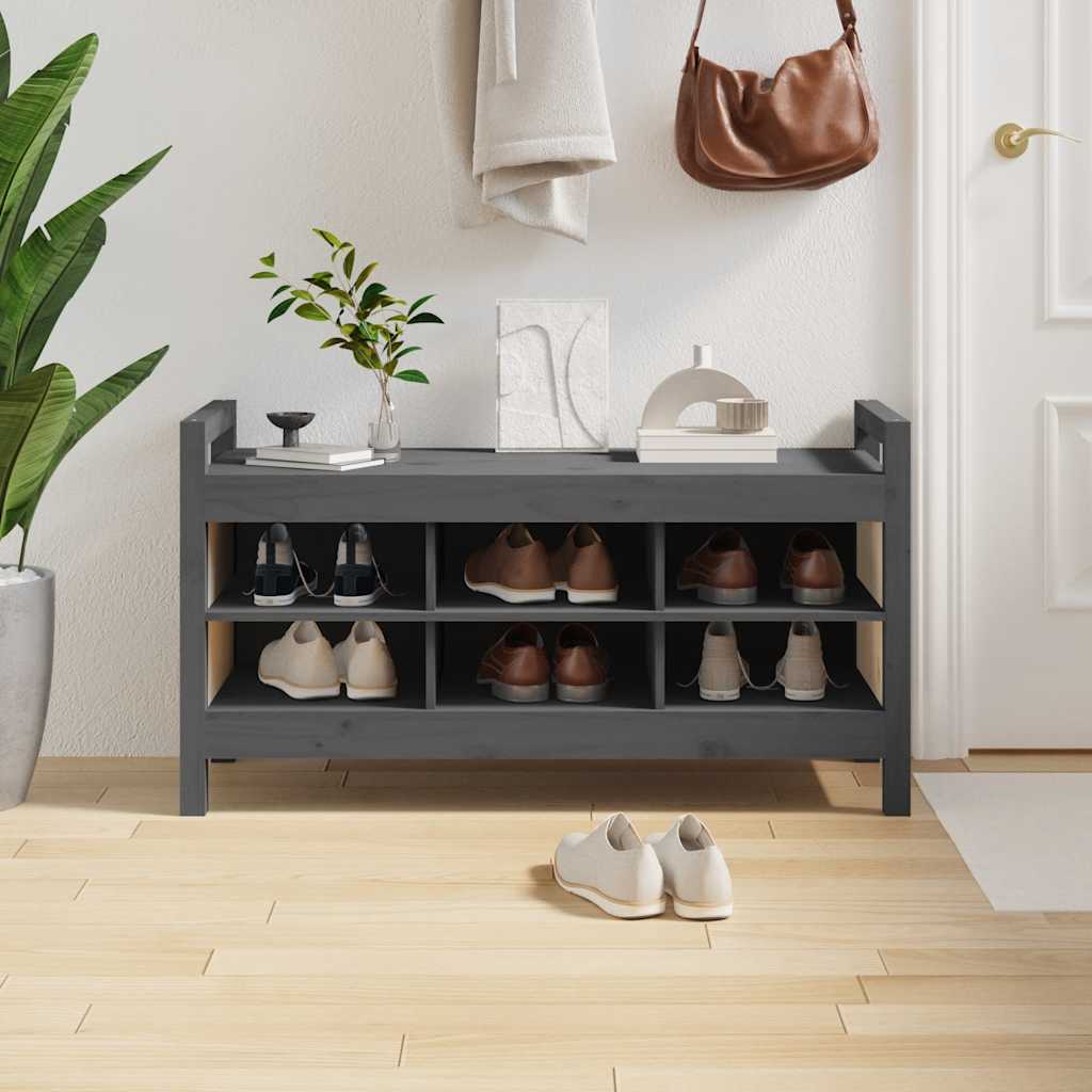 Graue Flurbank Kiefer Massivholz 110cm