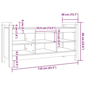 Flurbank Honigbraun Kiefer Massivholz 110 cm