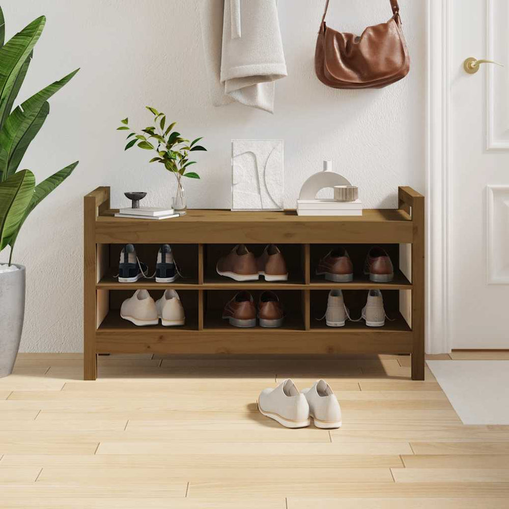 Flurbank Honigbraun Kiefer Massivholz 110 cm