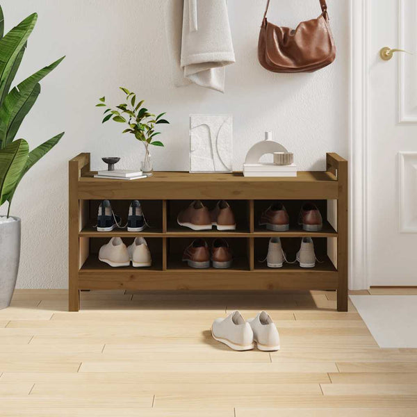 Flurbank Honigbraun Kiefer Massivholz 110 cm