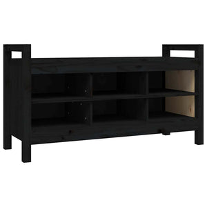 Schwarze Flurbank Kiefer Massivholz 110 cm