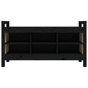 Schwarze Flurbank Kiefer Massivholz 110 cm