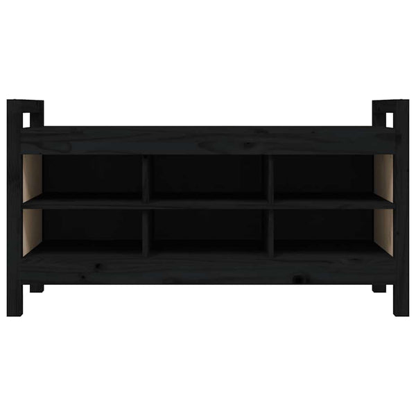 Schwarze Flurbank Kiefer Massivholz 110 cm