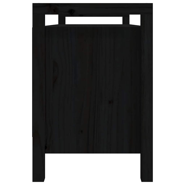 Schwarze Flurbank Kiefer Massivholz 110 cm
