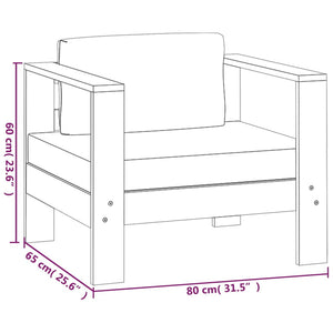 vidaXL Salon de jardin 5 pcs avec coussins crème bois massif