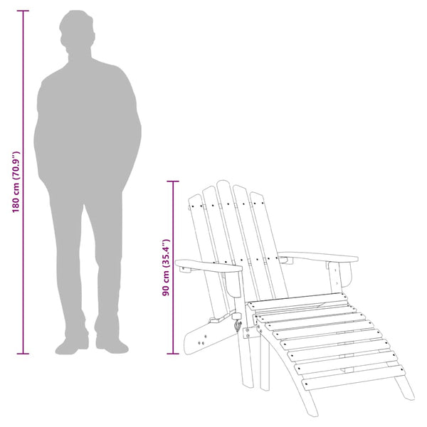 vidaXL Chaises de jardin Adirondack avec repose-pieds 2 pcs Bois d'acacia massif