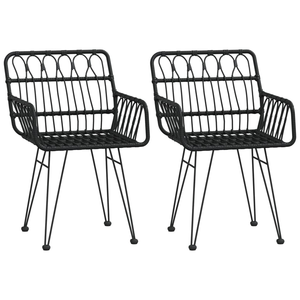 Gartenstühle 2er Set mit Armlehnen, Schwarz