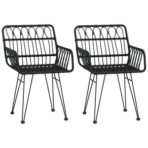 Gartenstühle 2er Set mit Armlehnen, Schwarz