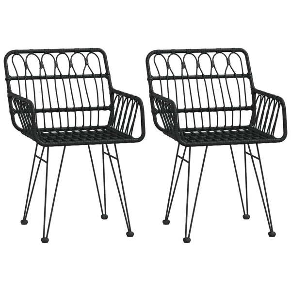 Gartenstühle 2er Set mit Armlehnen, Schwarz