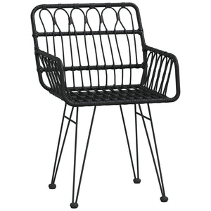 Gartenstühle 2er Set mit Armlehnen, Schwarz