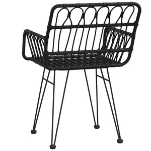 Gartenstühle 2er Set mit Armlehnen, Schwarz