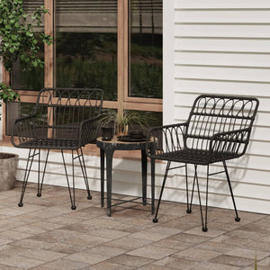 Gartenstühle 2er Set mit Armlehnen, Schwarz