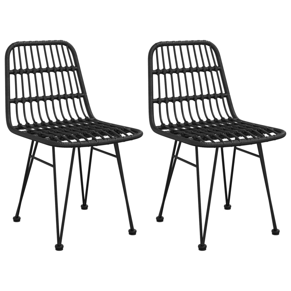 Gartenstühle 2er Set Schwarz PE-Rattan