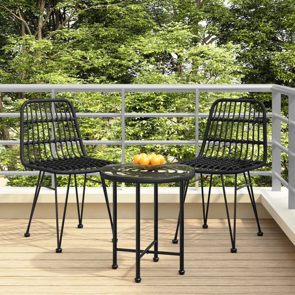 vidaXL Chaises de jardin 2 pcs Noir 48x62x84 cm Rotin PE