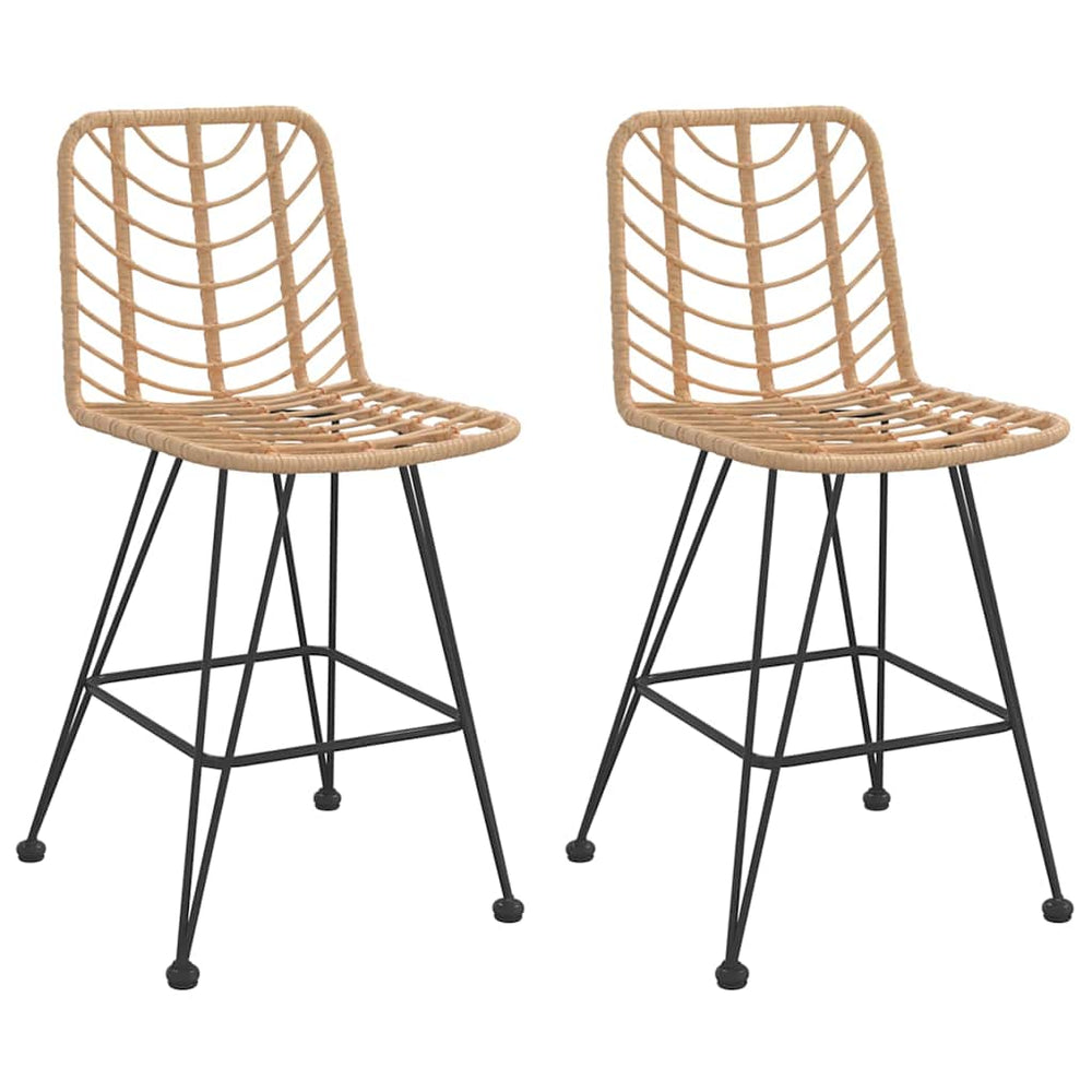 Barhocker 2er Set PE-Rattan Stahl