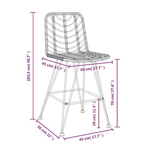Barhocker 2er Set PE-Rattan Stahl