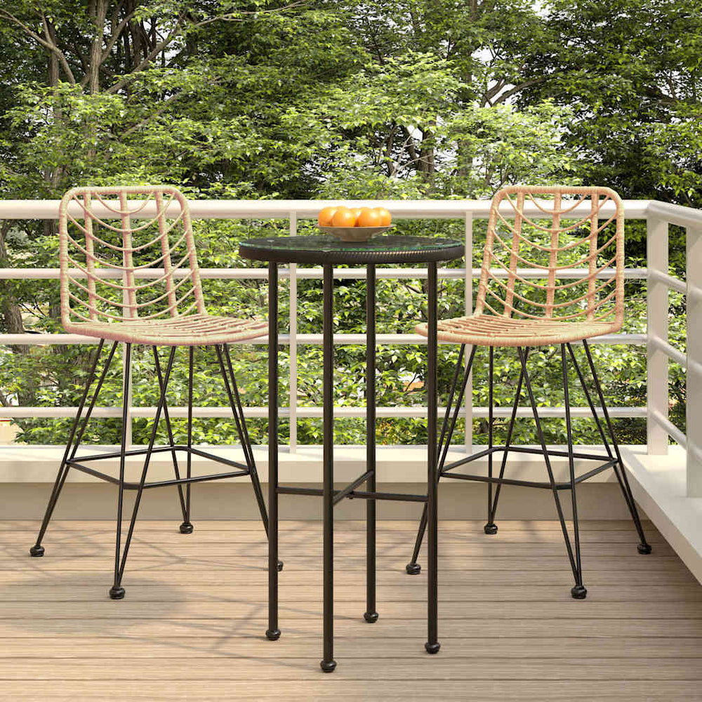 Barhocker 2er Set PE-Rattan Stahl