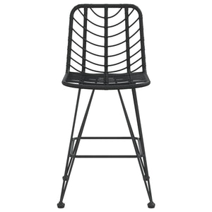 Barhocker Set, PE-Rattan & Stahl, Schwarz, 2er