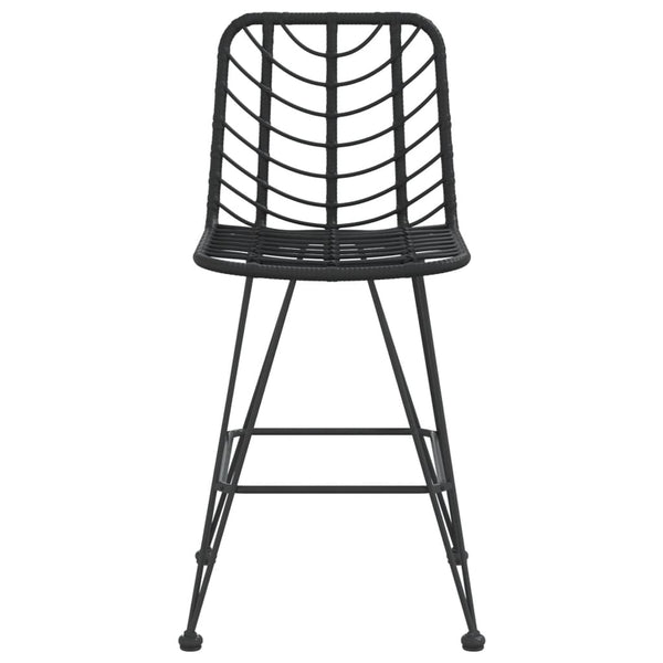 Barhocker Set, PE-Rattan & Stahl, Schwarz, 2er