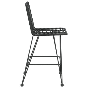 Barhocker Set, PE-Rattan & Stahl, Schwarz, 2er