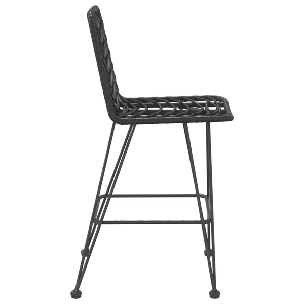 Barhocker Set, PE-Rattan & Stahl, Schwarz, 2er