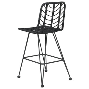 Barhocker Set, PE-Rattan & Stahl, Schwarz, 2er