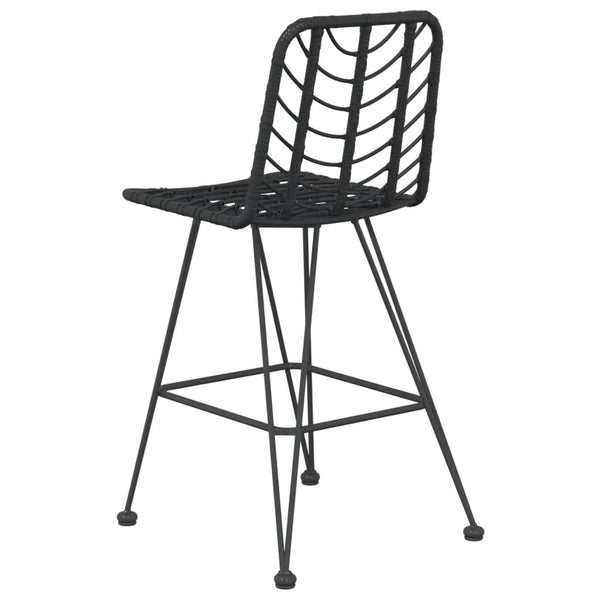 Barhocker Set, PE-Rattan & Stahl, Schwarz, 2er