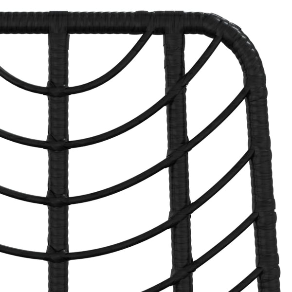 Barhocker Set, PE-Rattan & Stahl, Schwarz, 2er