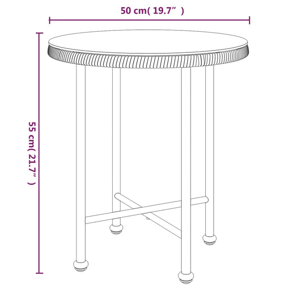 Gartentisch Ø50 cm Hartglas Stahl