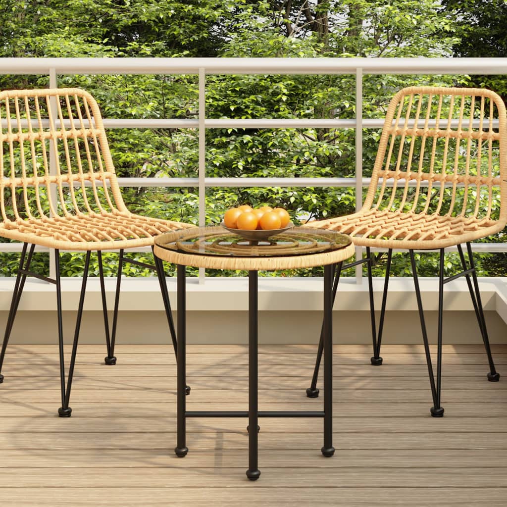 Gartentisch Ø50 cm Hartglas Stahl