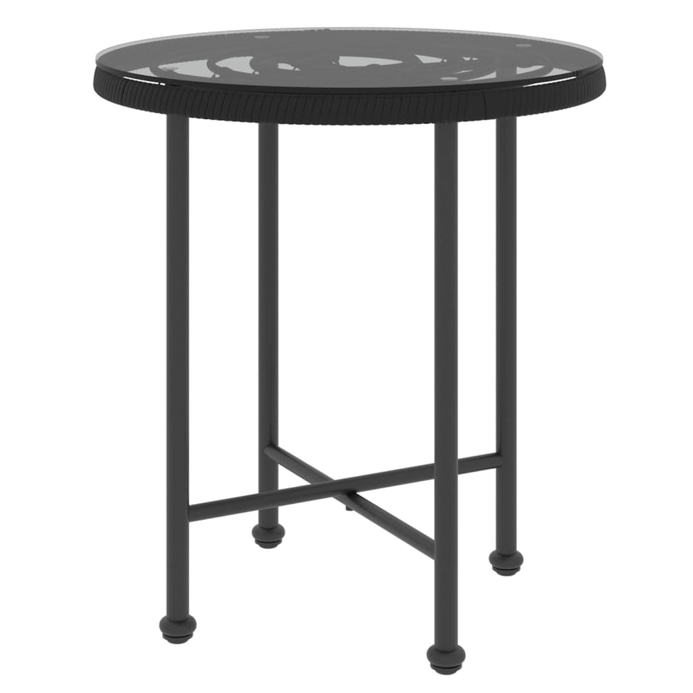 Schwarzer Esstisch Ø50cm Hartglas und Stahl