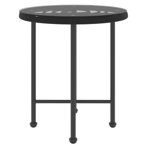 Schwarzer Esstisch Ø50cm Hartglas und Stahl