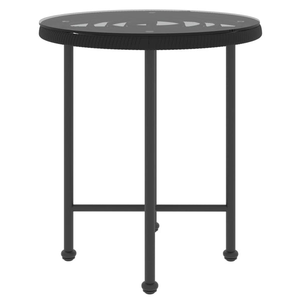 Schwarzer Esstisch Ø50cm Hartglas und Stahl