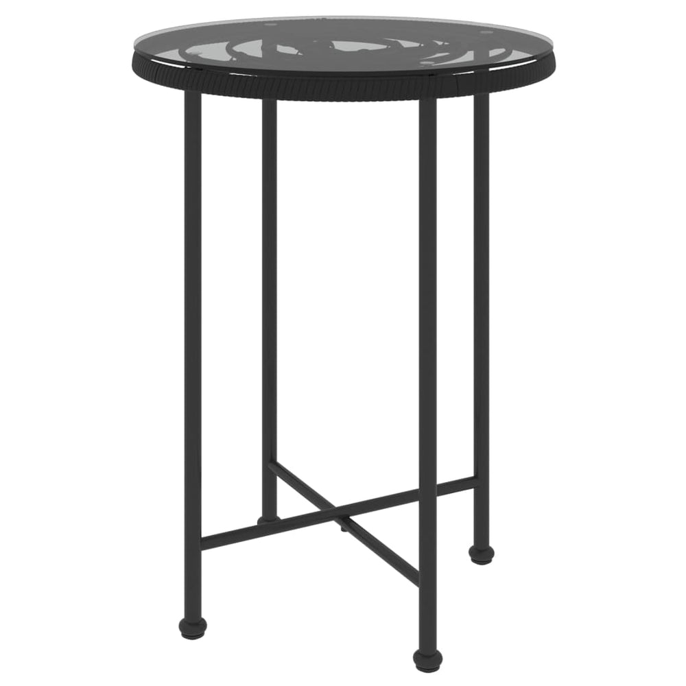 Schwarzer Esstisch Ø55cm mit Hartglas