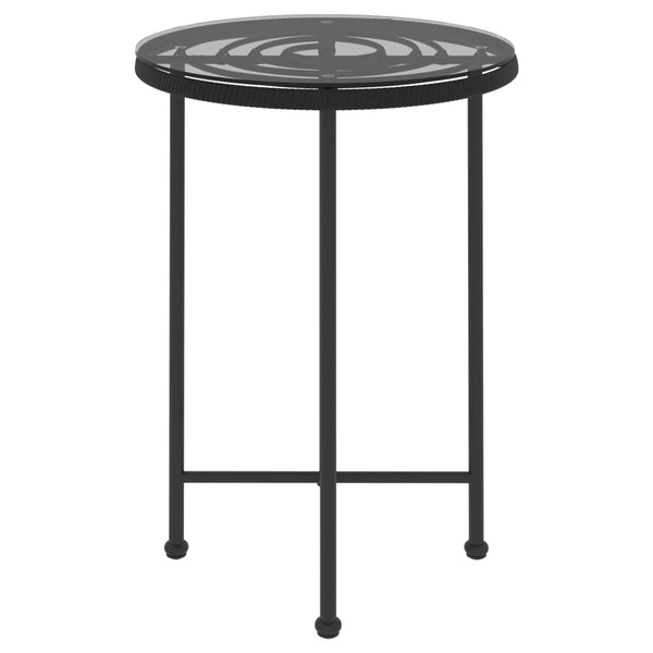 Schwarzer Esstisch Ø55cm mit Hartglas