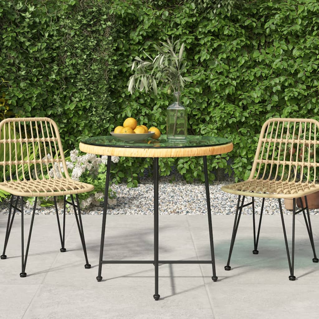 Gartentisch Ø80cm Hartglas Stahl