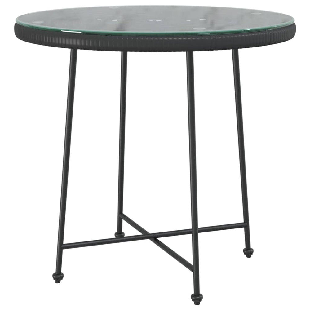 Esstisch Schwarz Ø80cm Hartglas Stahl Gartentisch