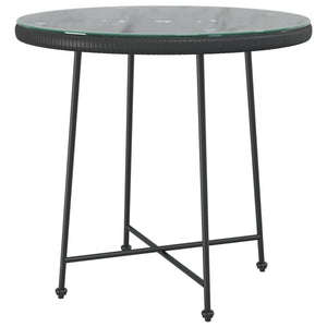 Esstisch Schwarz Ø80cm Hartglas Stahl Gartentisch