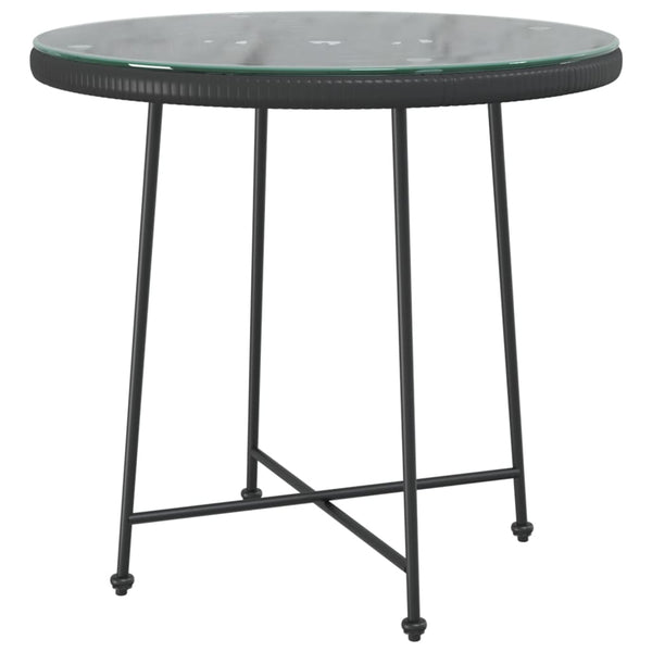 Esstisch Schwarz Ø80cm Hartglas Stahl Gartentisch