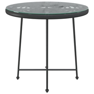 Esstisch Schwarz Ø80cm Hartglas Stahl Gartentisch