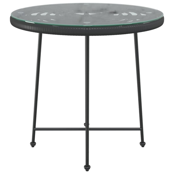 Esstisch Schwarz Ø80cm Hartglas Stahl Gartentisch