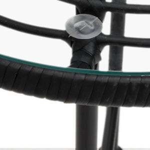 Esstisch Schwarz Ø80cm Hartglas Stahl Gartentisch
