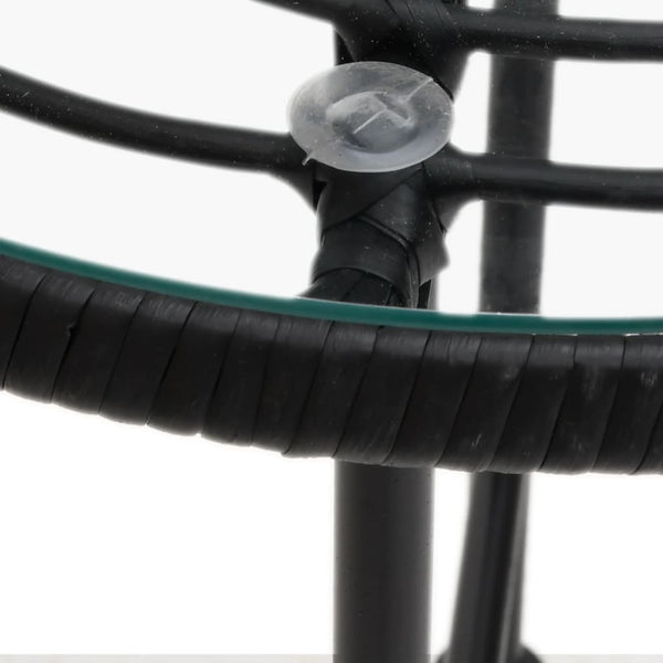 Esstisch Schwarz Ø80cm Hartglas Stahl Gartentisch