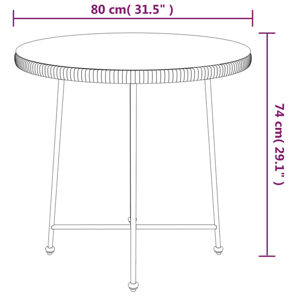Esstisch Schwarz Ø80cm Hartglas Stahl Gartentisch