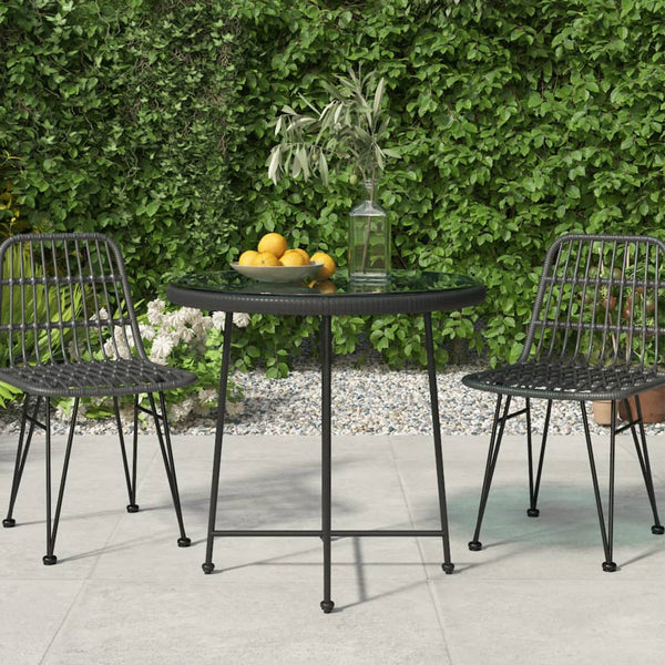 Esstisch Schwarz Ø80cm Hartglas Stahl Gartentisch