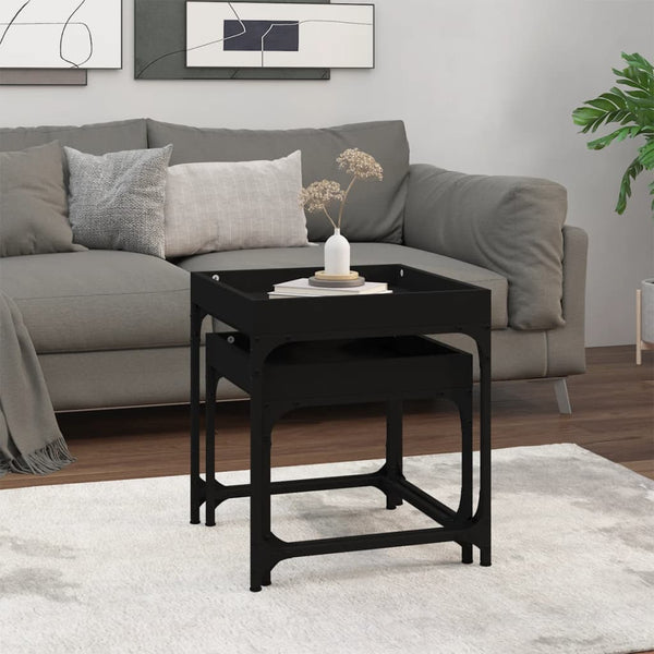 Schwarze Beistelltische 2er Set