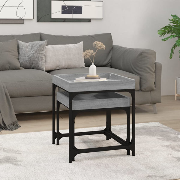 Graue Beistelltische 2er Set