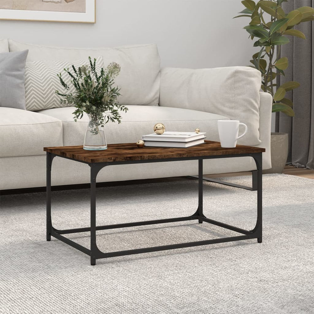 vidaXL Coffee Table Smoked Oak 80x50x40 cm Engineered Wood and Iron