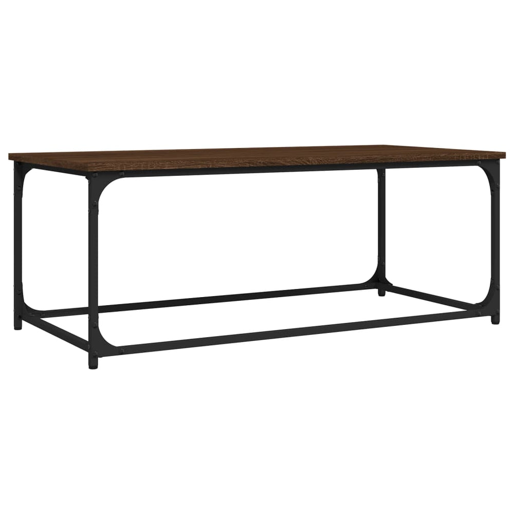 vidaXL Coffee Table Brown Oak Look 102x50x40 cm Engineered Wood Iron