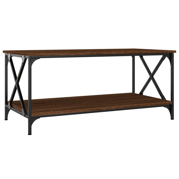 vidaXL Table basse marron aspect chêne 100x50x45 cm Bois d'ingénierie Fer